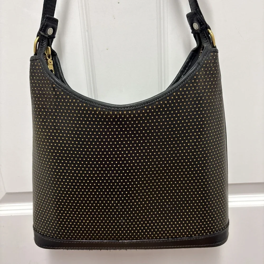 Dooney and Bourke | Black and Gold Women's Bag, Vintage Cabrio Leather Hobo